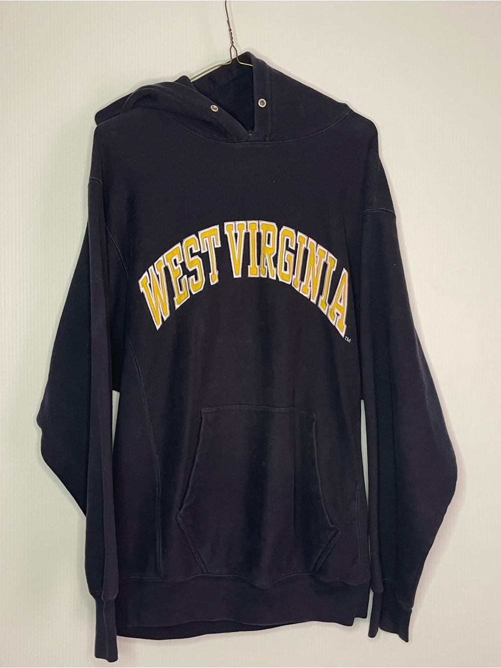 West Virginia Black Hoodie Sweater with Yellow Arch Logo